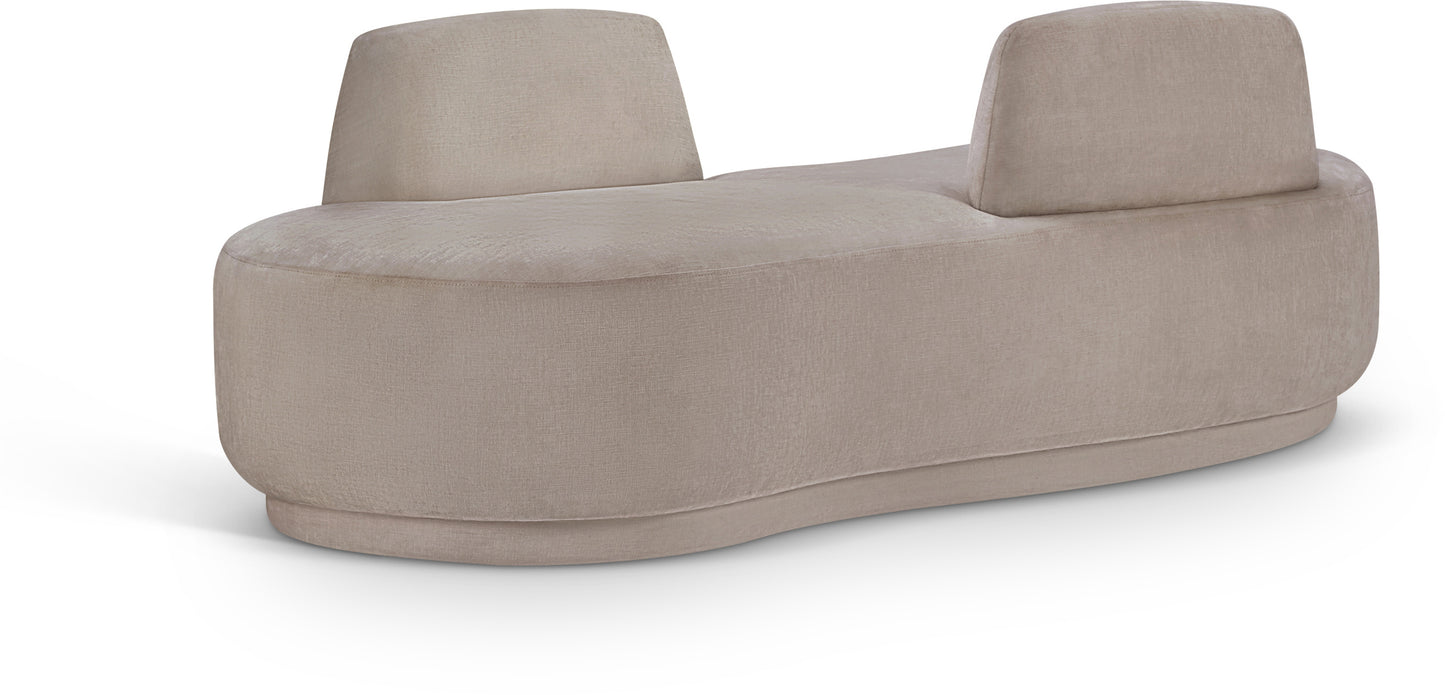 ward beige chenille fabric chaise/loveseat