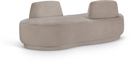 Ward Beige Chenille Fabric Chaise/Loveseat