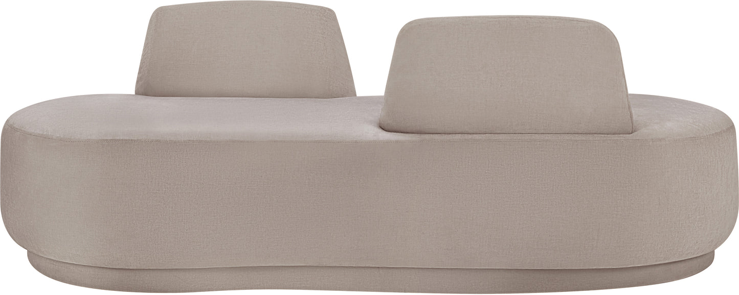 ward beige chenille fabric chaise/loveseat