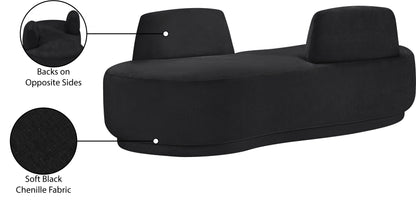 Ward Black Chenille Fabric Chaise/Loveseat