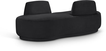 Ward Black Chenille Fabric Chaise/Loveseat