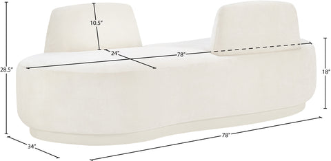 Ward Cream Chenille Fabric Chaise/Loveseat