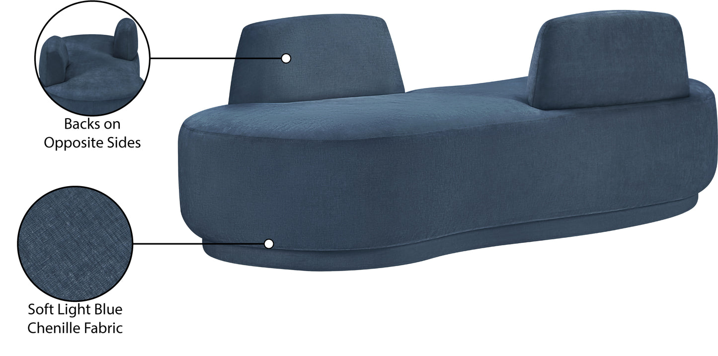 ward light blue chenille fabric chaise/loveseat