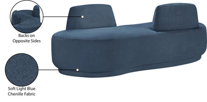 Ward Light Blue Chenille Fabric Chaise/Loveseat