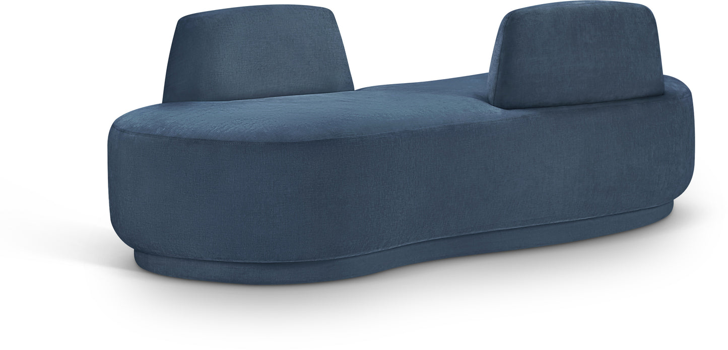 ward light blue chenille fabric chaise/loveseat