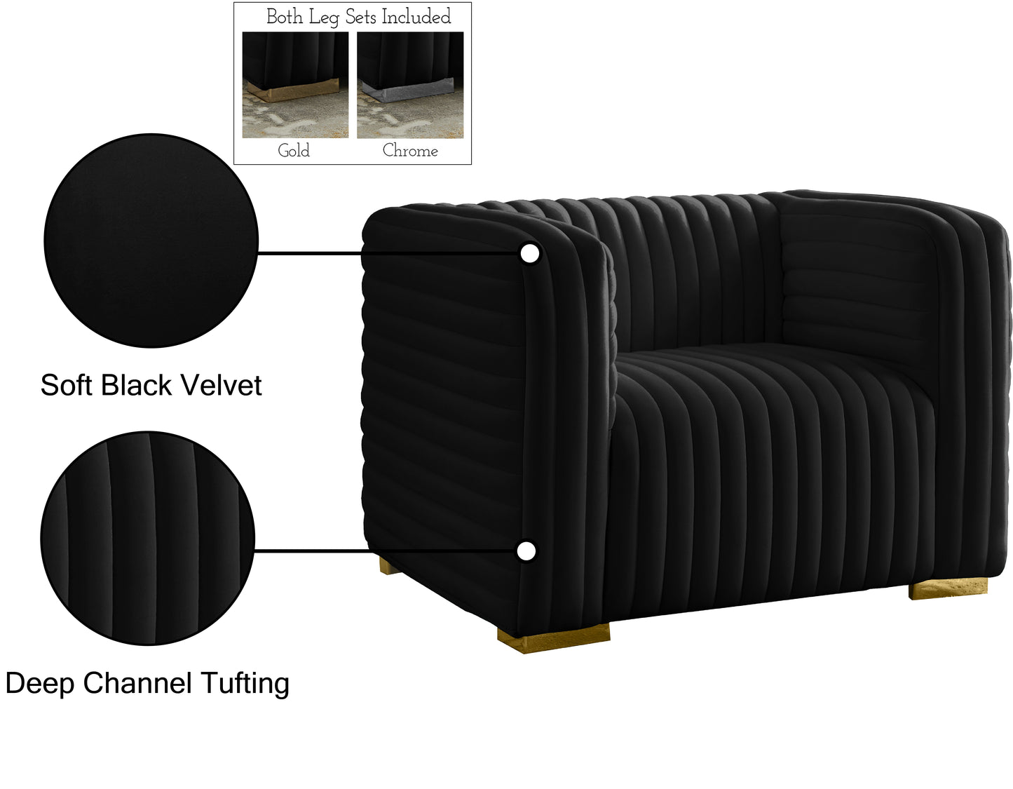 selena black velvet chair c