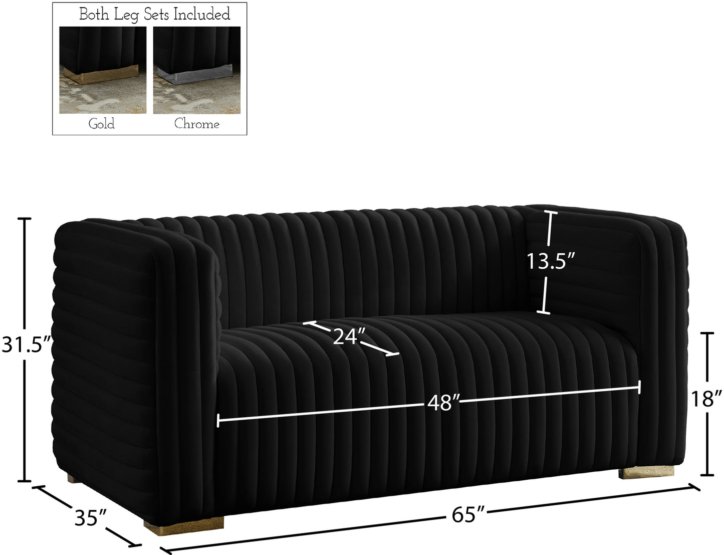 selena black velvet loveseat l