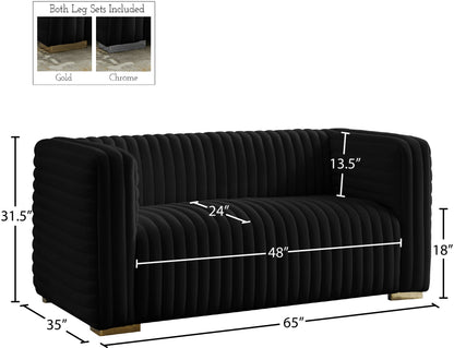 Selena Black Velvet Loveseat L