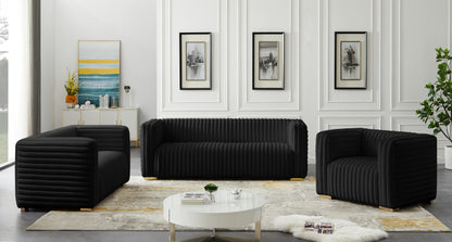 Selena Black Velvet Loveseat L