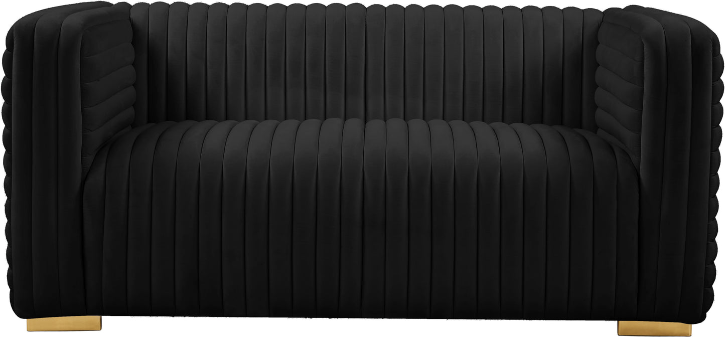 selena black velvet loveseat l