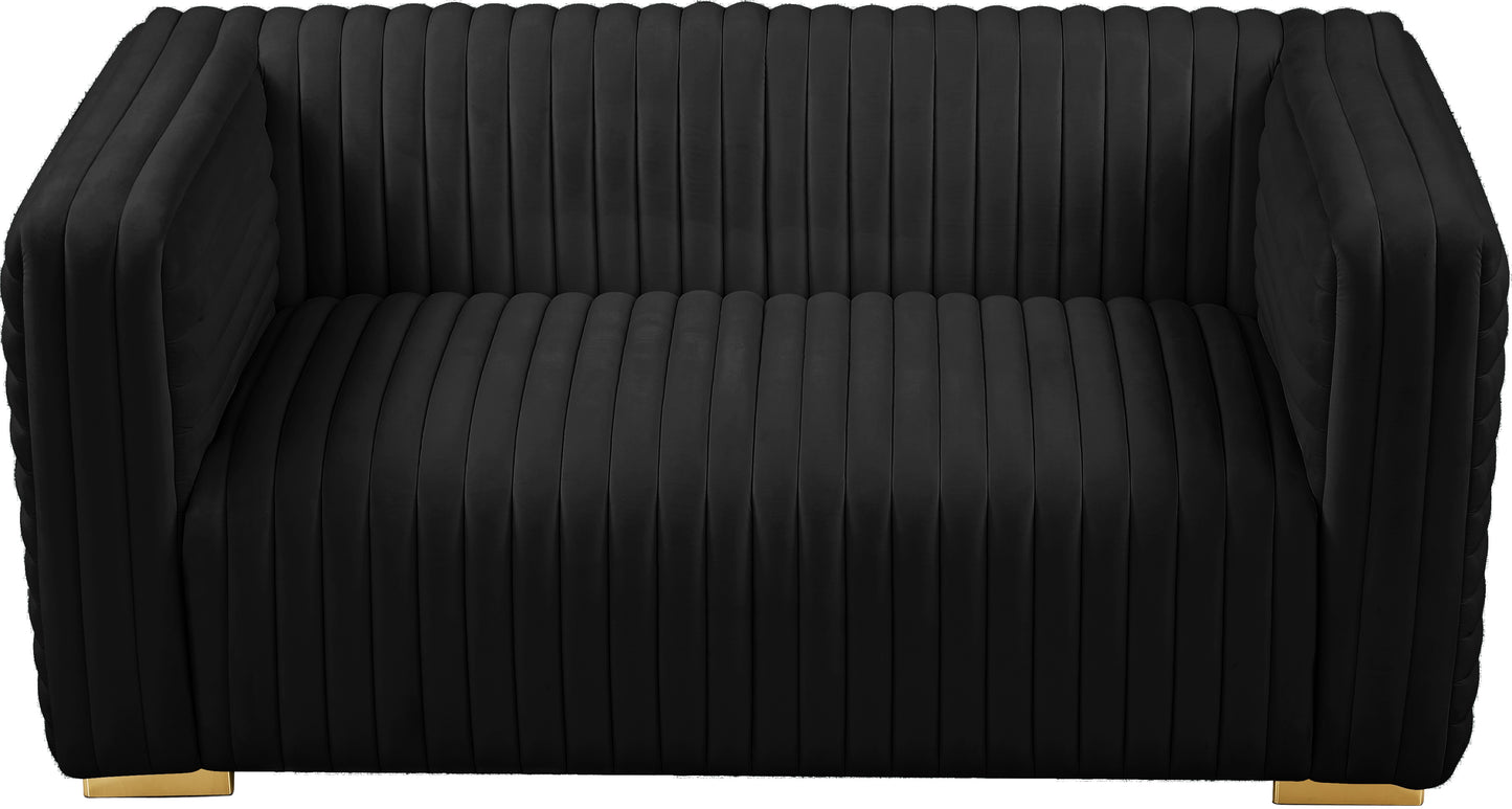 selena black velvet loveseat l