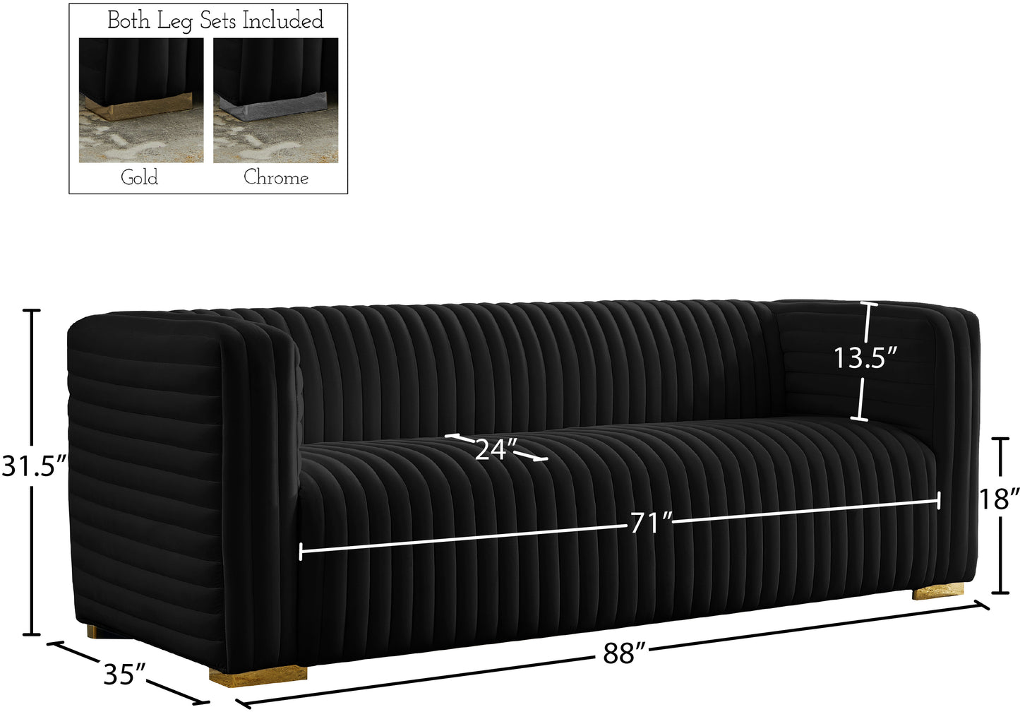 selena black velvet sofa s