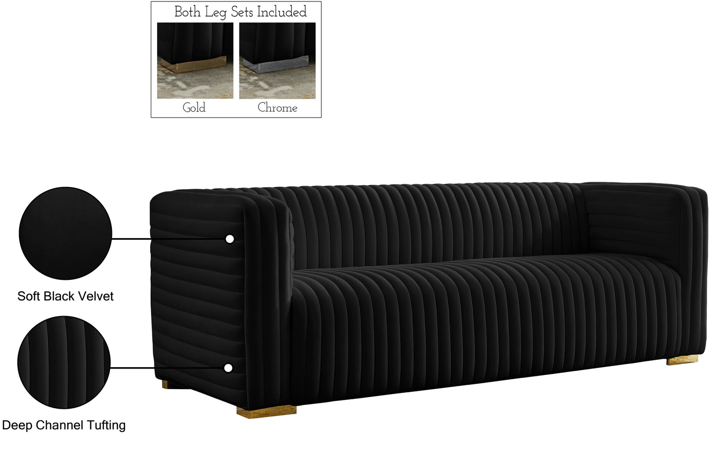 selena black velvet sofa s