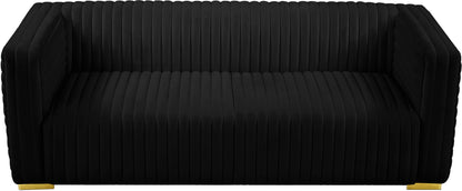 Selena Black Velvet Sofa S