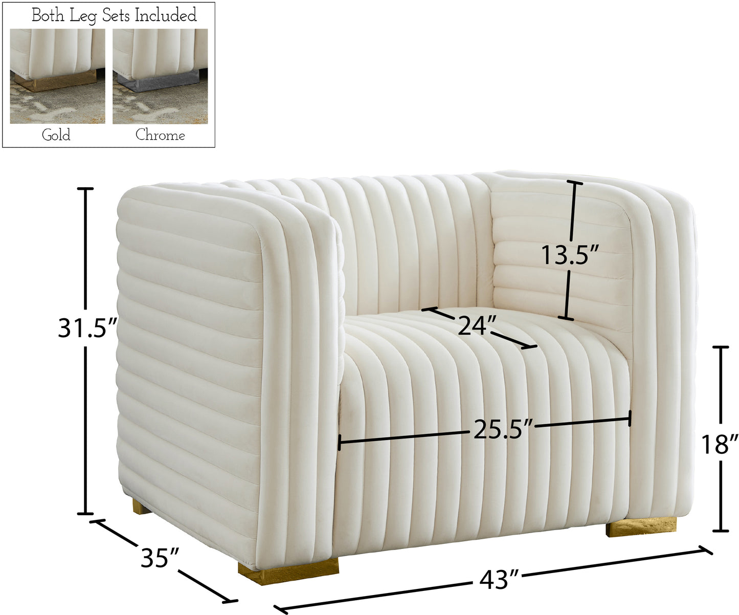 selena cream velvet chair c