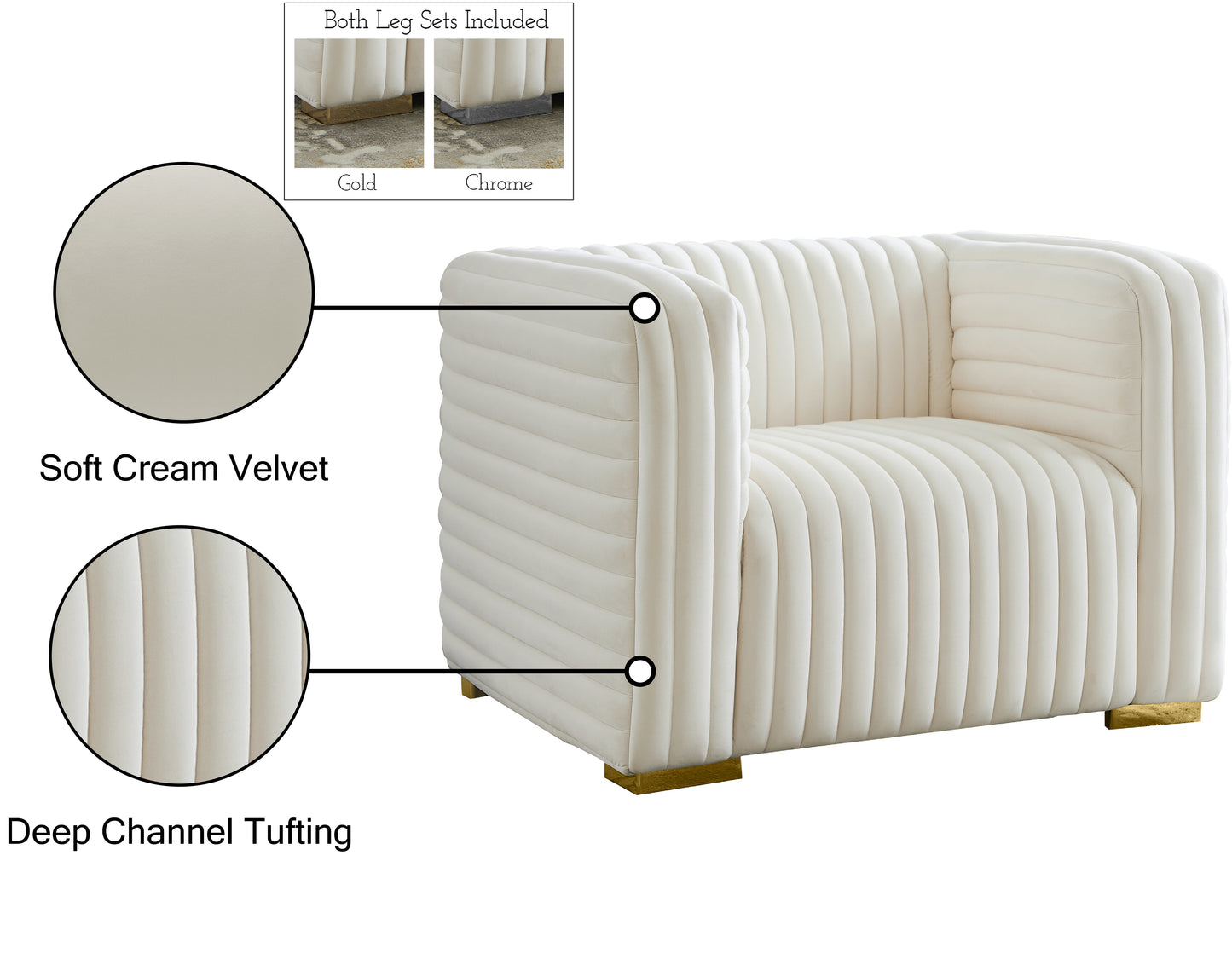 selena cream velvet chair c