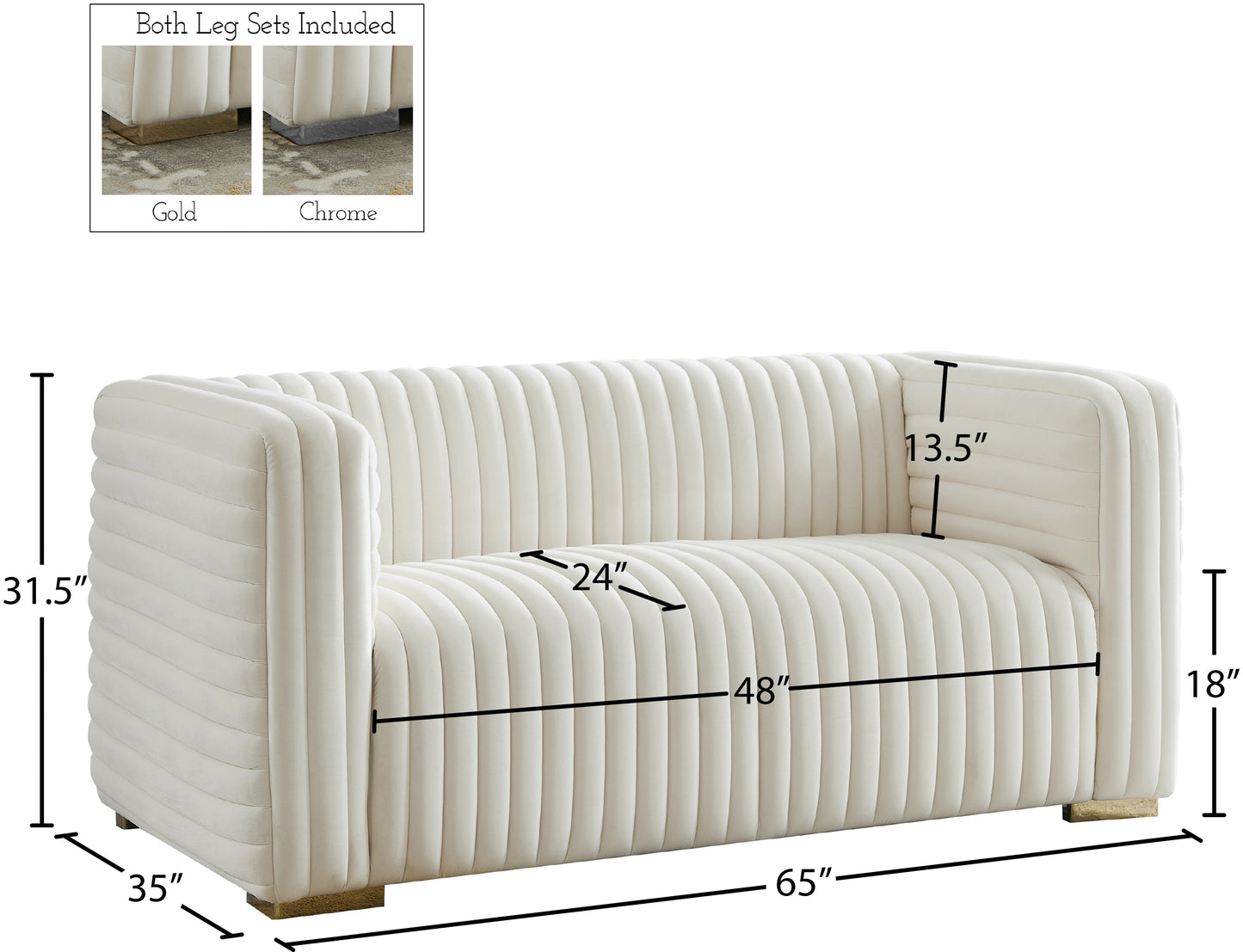 selena cream velvet loveseat l