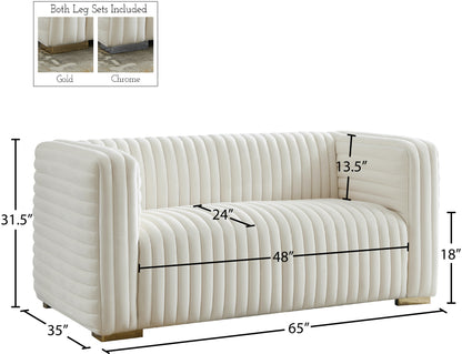 Selena Cream Velvet Loveseat L