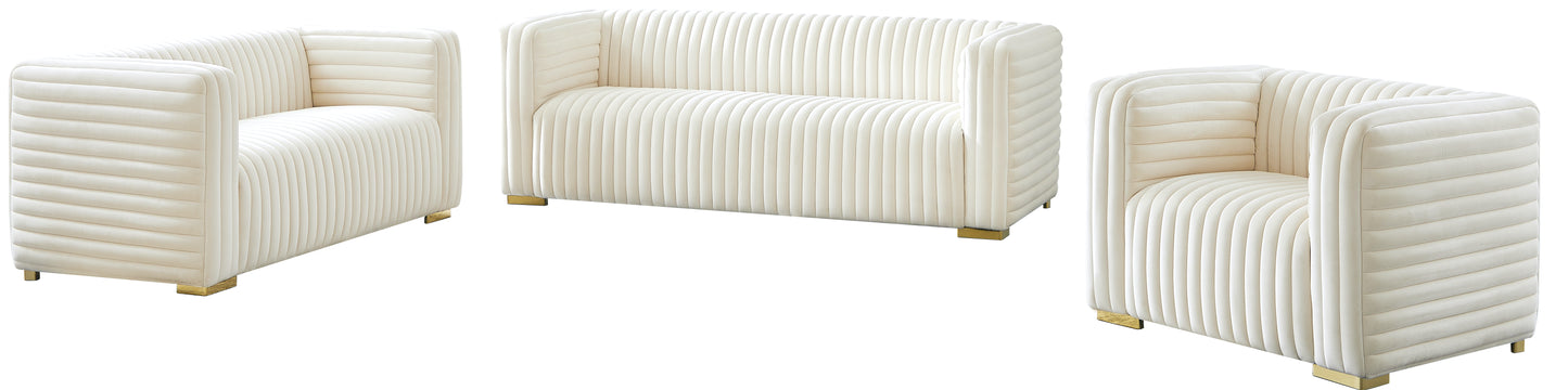 selena cream velvet loveseat l