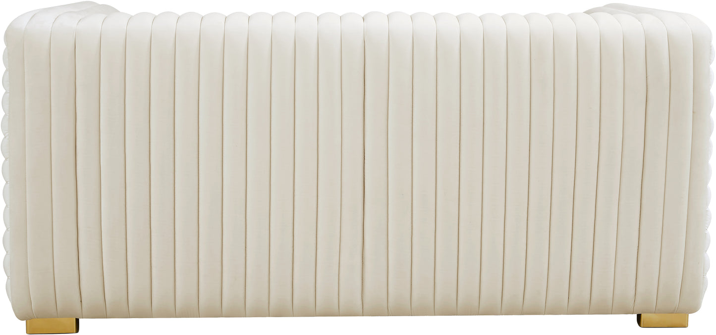 selena cream velvet loveseat l