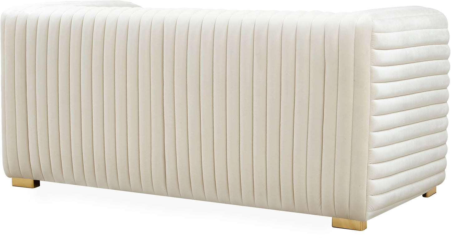 selena cream velvet loveseat l