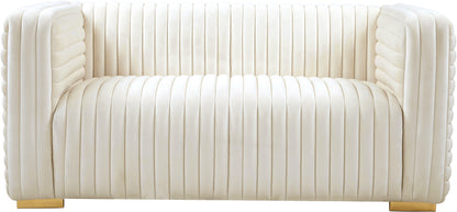 Selena Cream Velvet Loveseat L