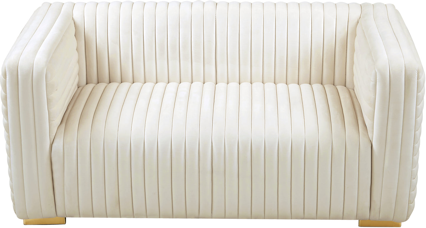 selena cream velvet loveseat l