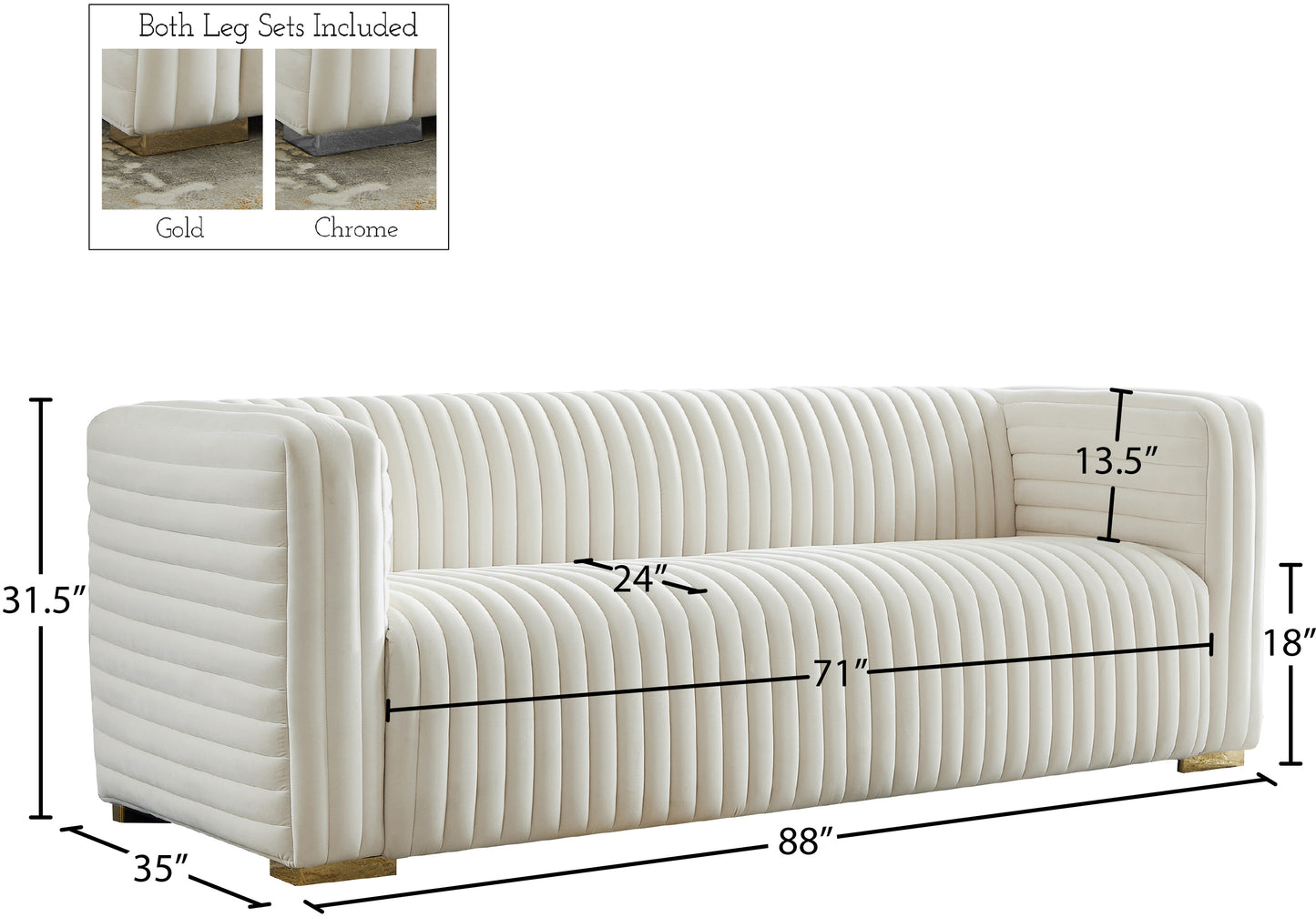 selena cream velvet sofa s