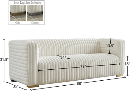 Selena Cream Velvet Sofa S