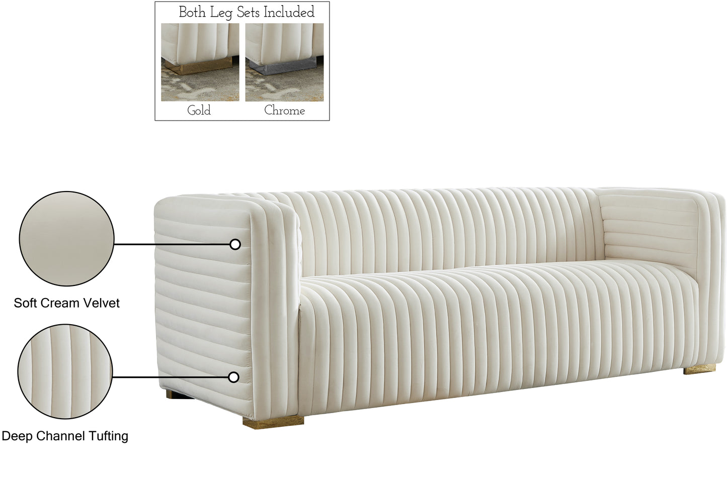 selena cream velvet sofa s