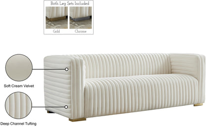 Selena Cream Velvet Sofa S