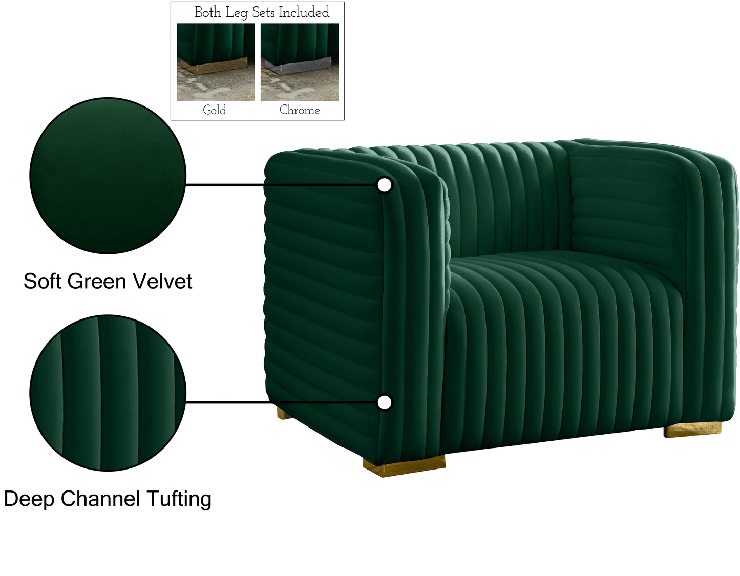 selena green velvet chair c