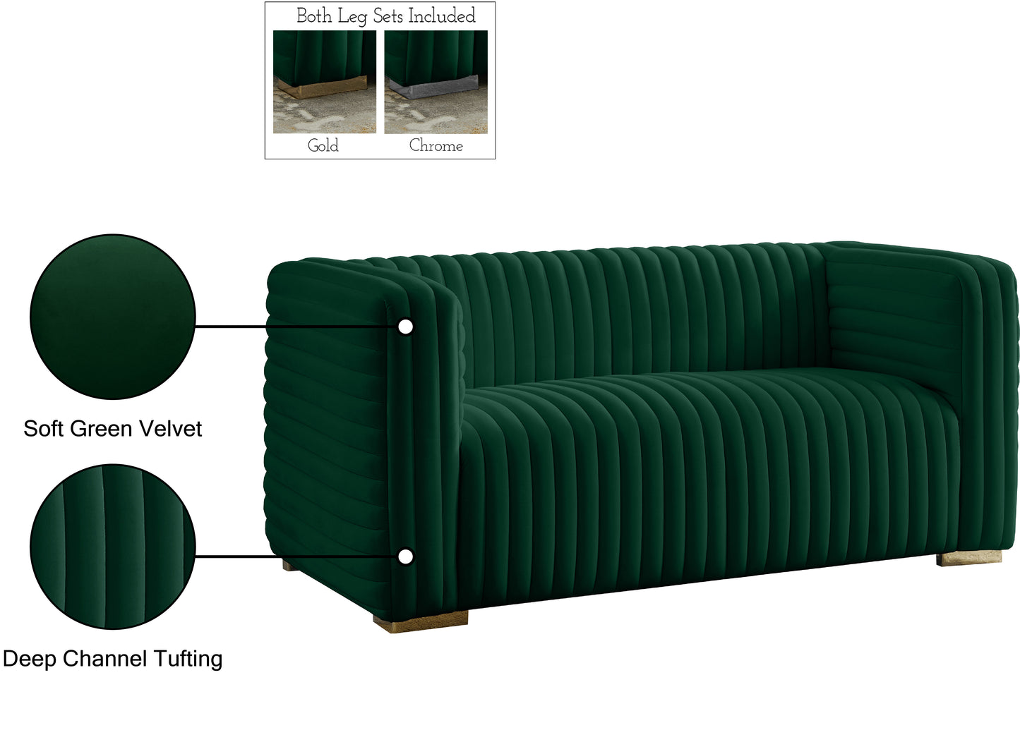 selena green velvet loveseat l