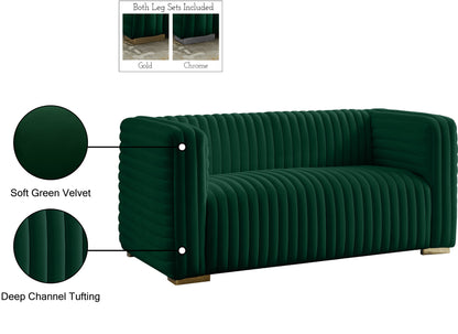 Selena Green Velvet Loveseat L