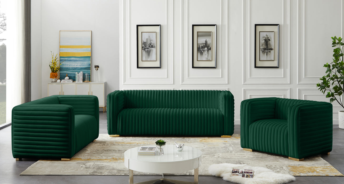 selena green velvet loveseat l