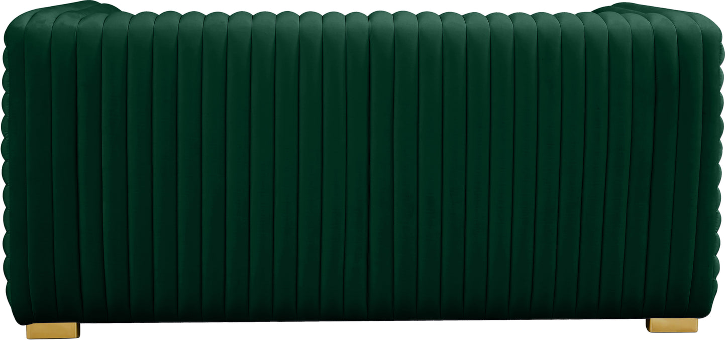 selena green velvet loveseat l