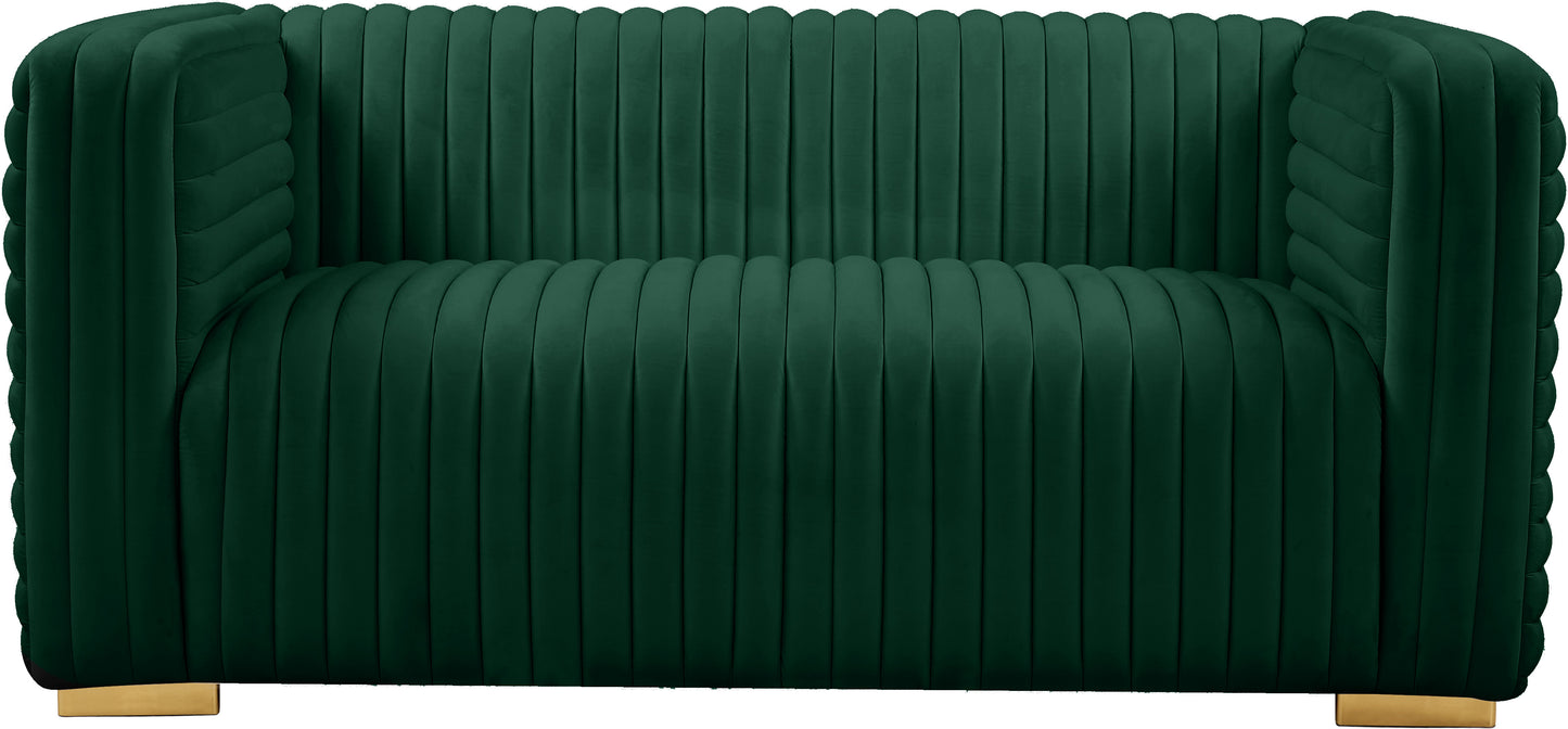 selena green velvet loveseat l