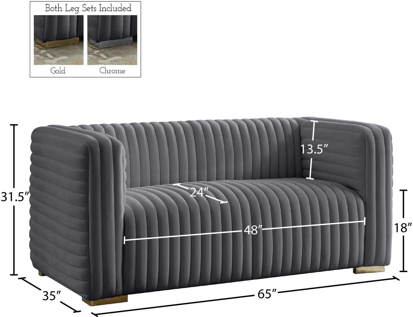 selena grey velvet loveseat l