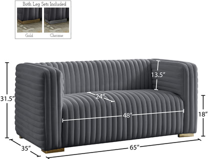 Selena Grey Velvet Loveseat L