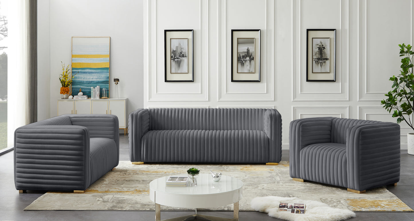 selena grey velvet loveseat l