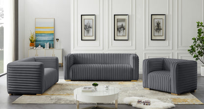 Selena Grey Velvet Loveseat L