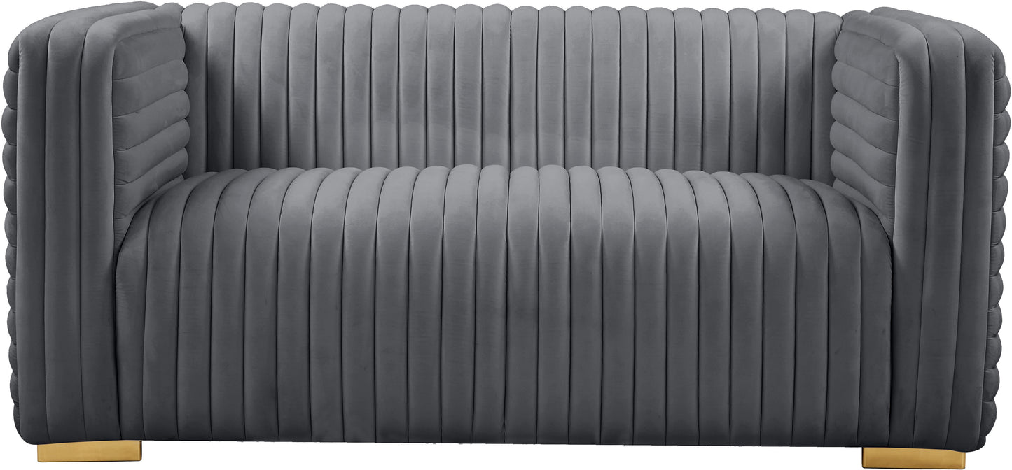 selena grey velvet loveseat l