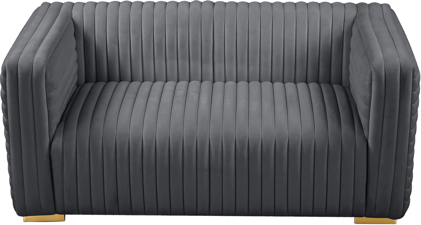 selena grey velvet loveseat l