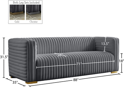 Selena Grey Velvet Sofa S