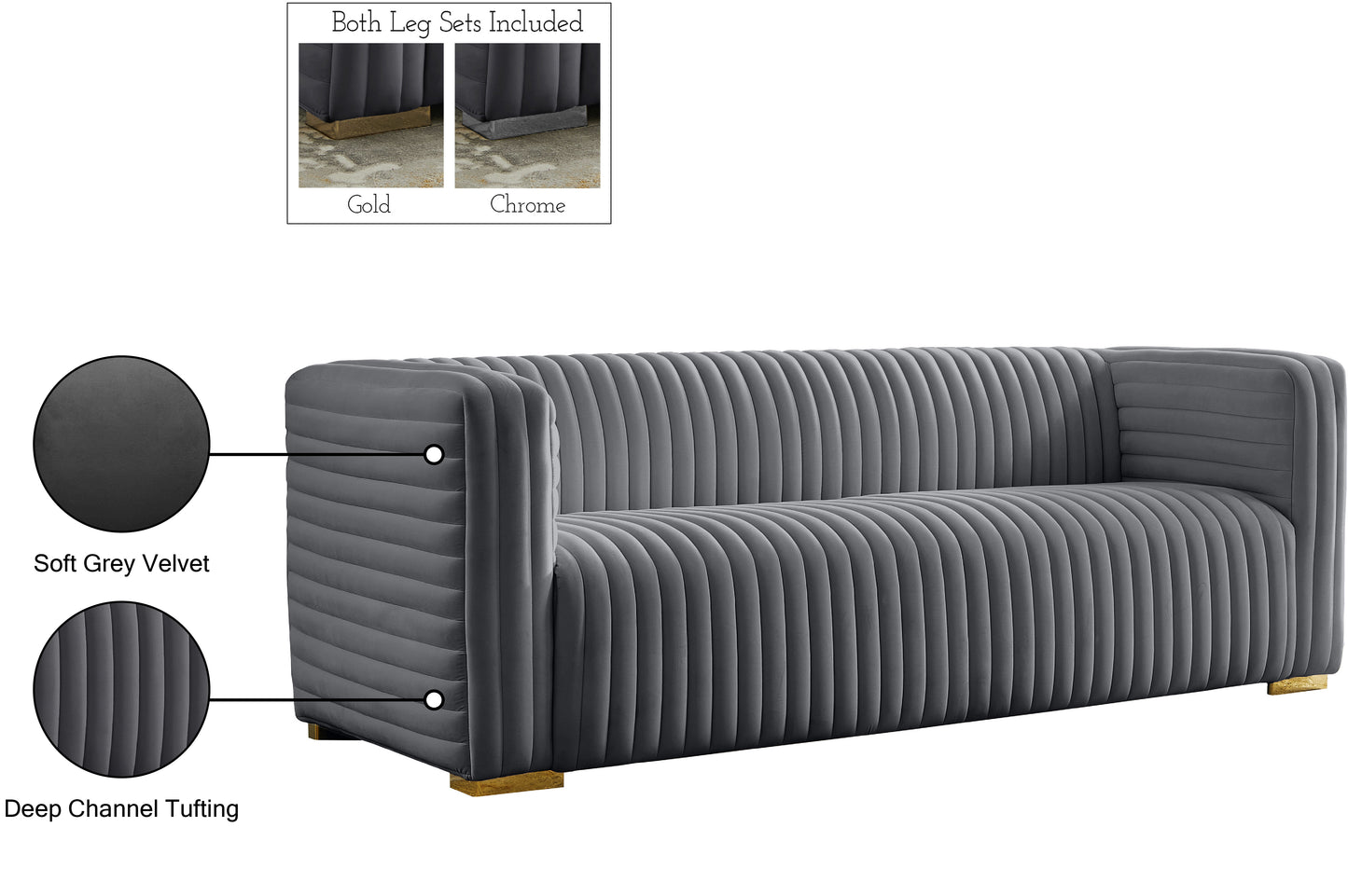 selena grey velvet sofa s