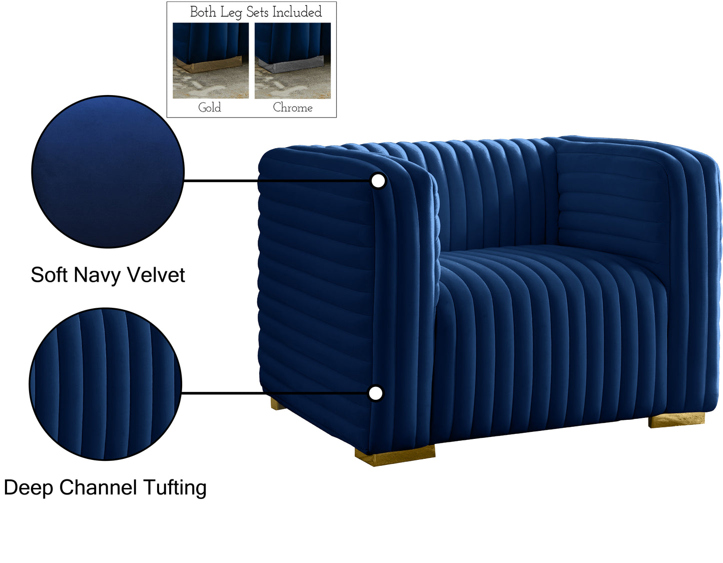 selena navy velvet chair c