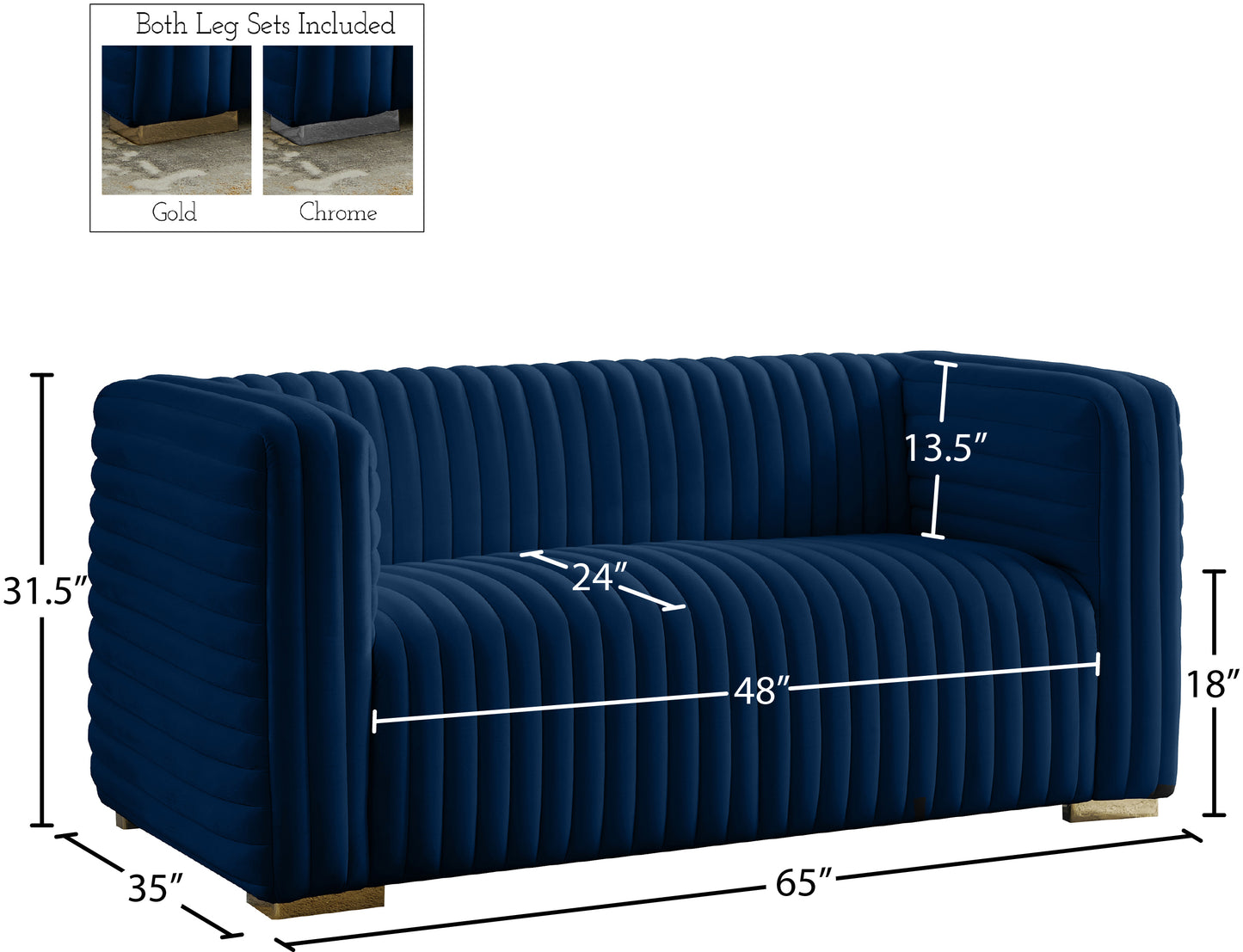 selena navy velvet loveseat l