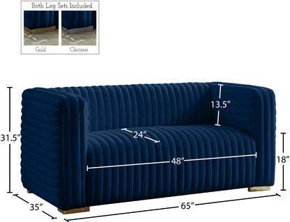 Selena Navy Velvet Loveseat L