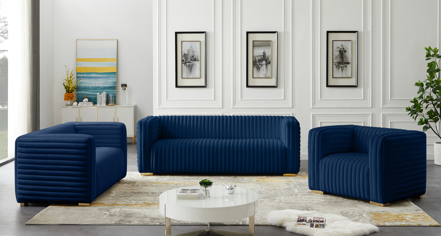 selena navy velvet loveseat l