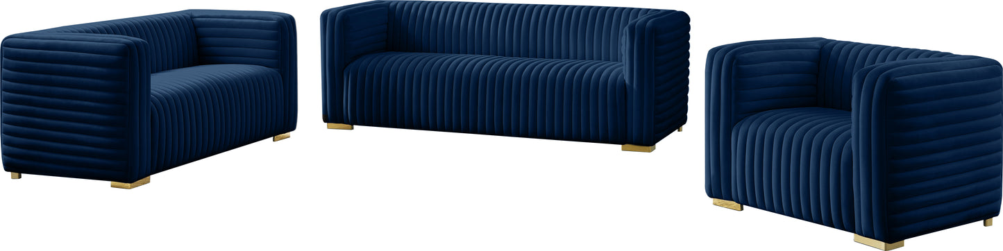 selena navy velvet loveseat l